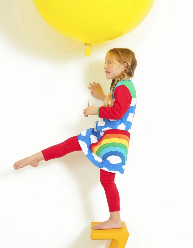 Long Sleeved Clouds and Rainbow Dress on girl